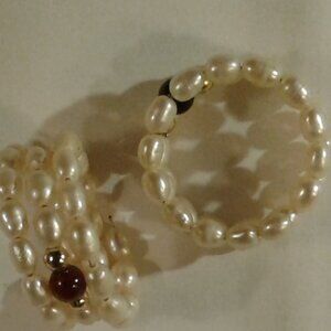 Freshwater Pearl Three-tier coil slide on ring (1)